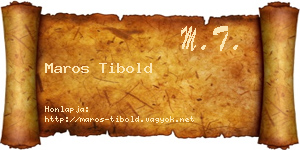 Maros Tibold névjegykártya